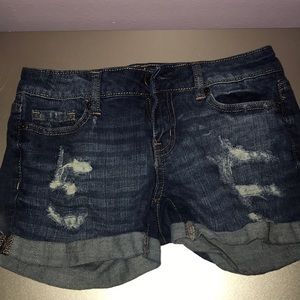 Midi ripped jean shorts